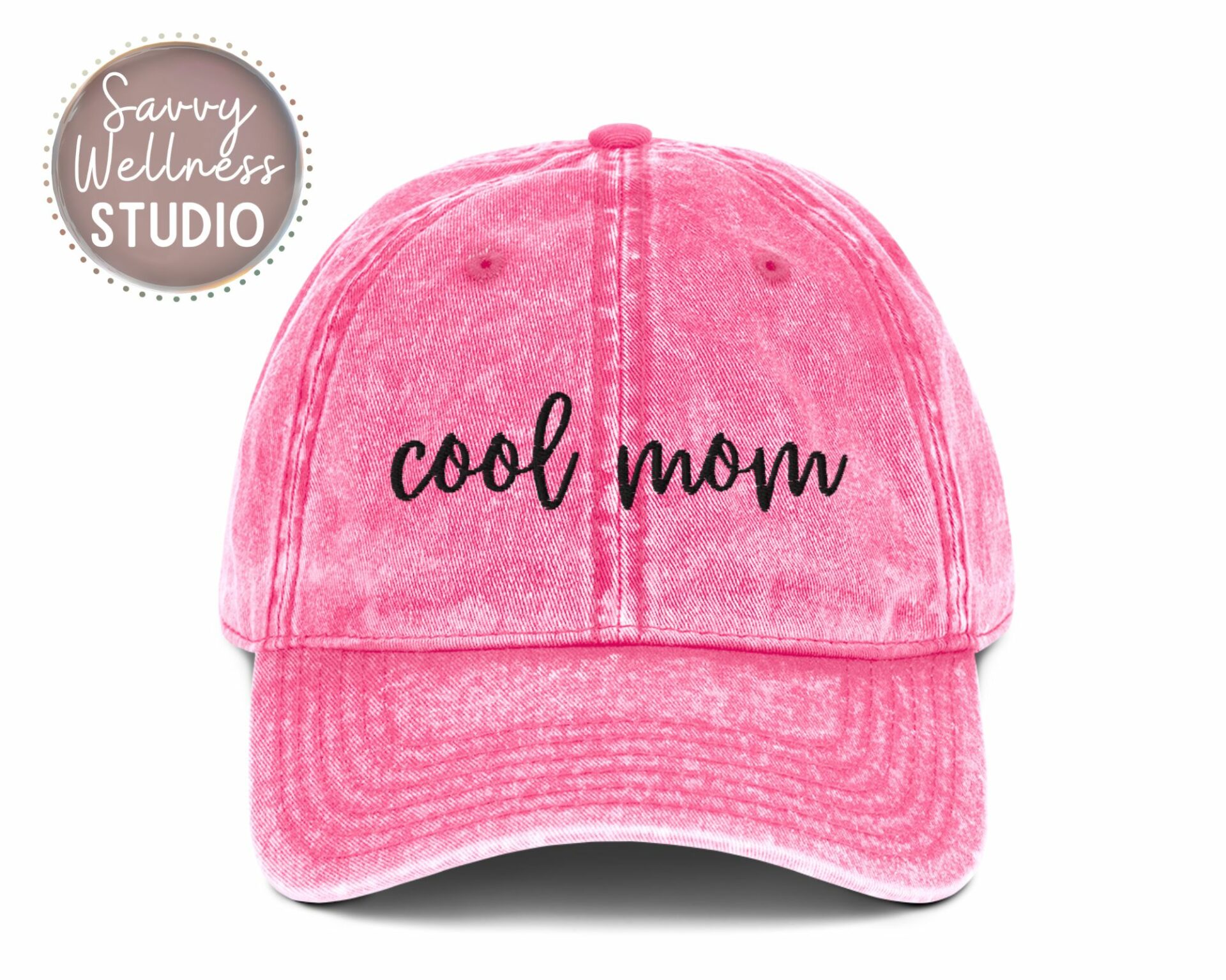 cool mom embroidered hat in pink