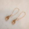 kayla gold fish hook drop earrings with topaz crystal
