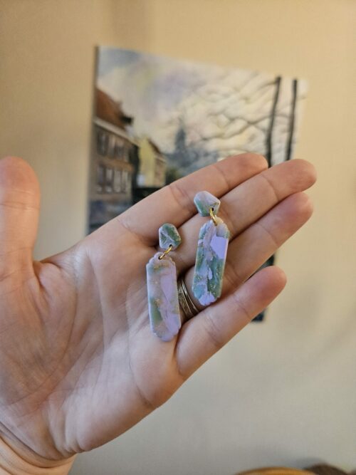 Purple and jade earrings