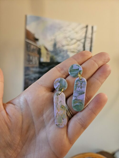 Purple and jade earrings