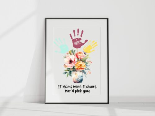 Printable art for Mother’s Day or just because featuring different sizes and bouquet types. Also different wording includes as well to be customized.