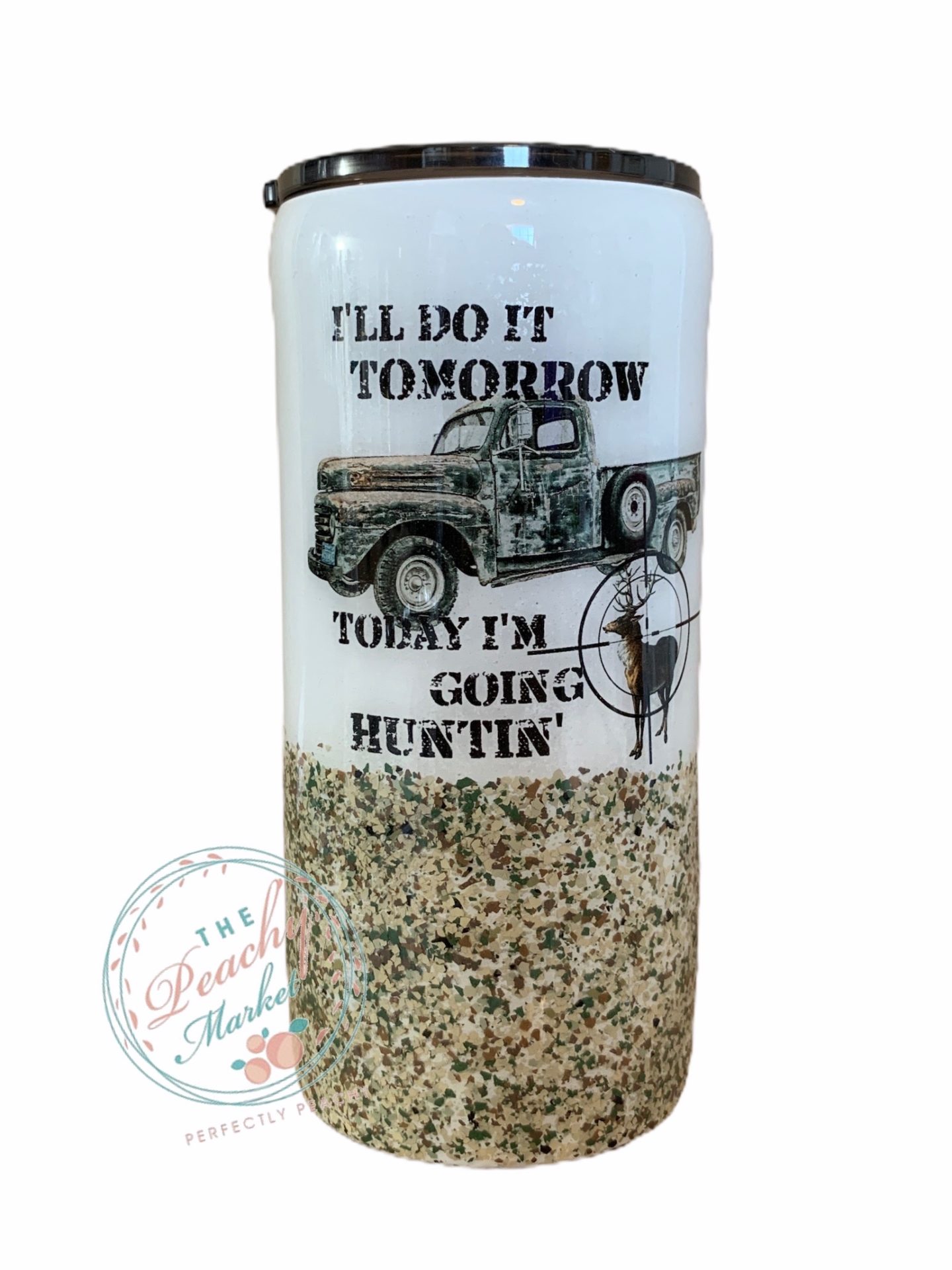Camo Tumbler with Handle Lid and Straw, Hunting Gifts for Men