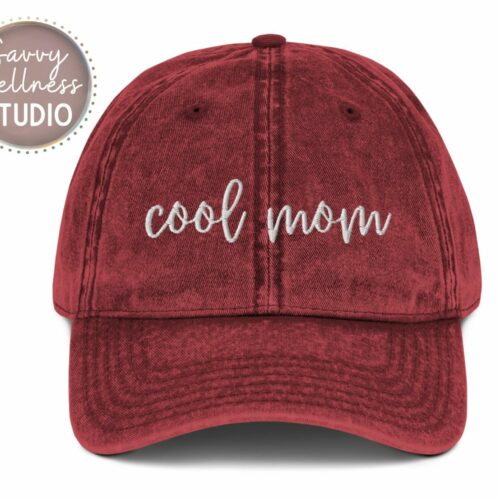 cool mom embroidered hat in maroon