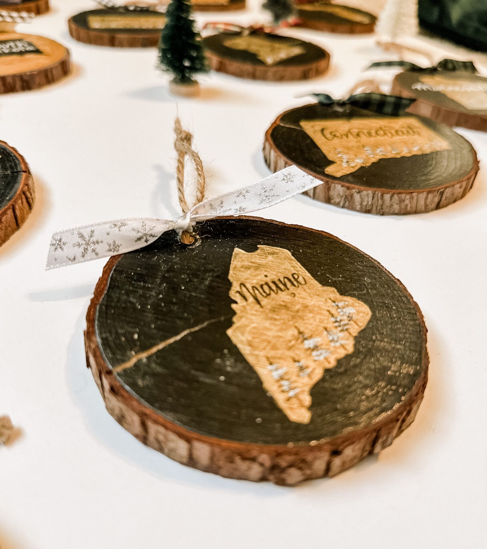 Wood Slice Painted Christmas Ornaments