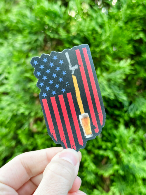 Distressed American Flag Beer Tap Water Resistant Sticker