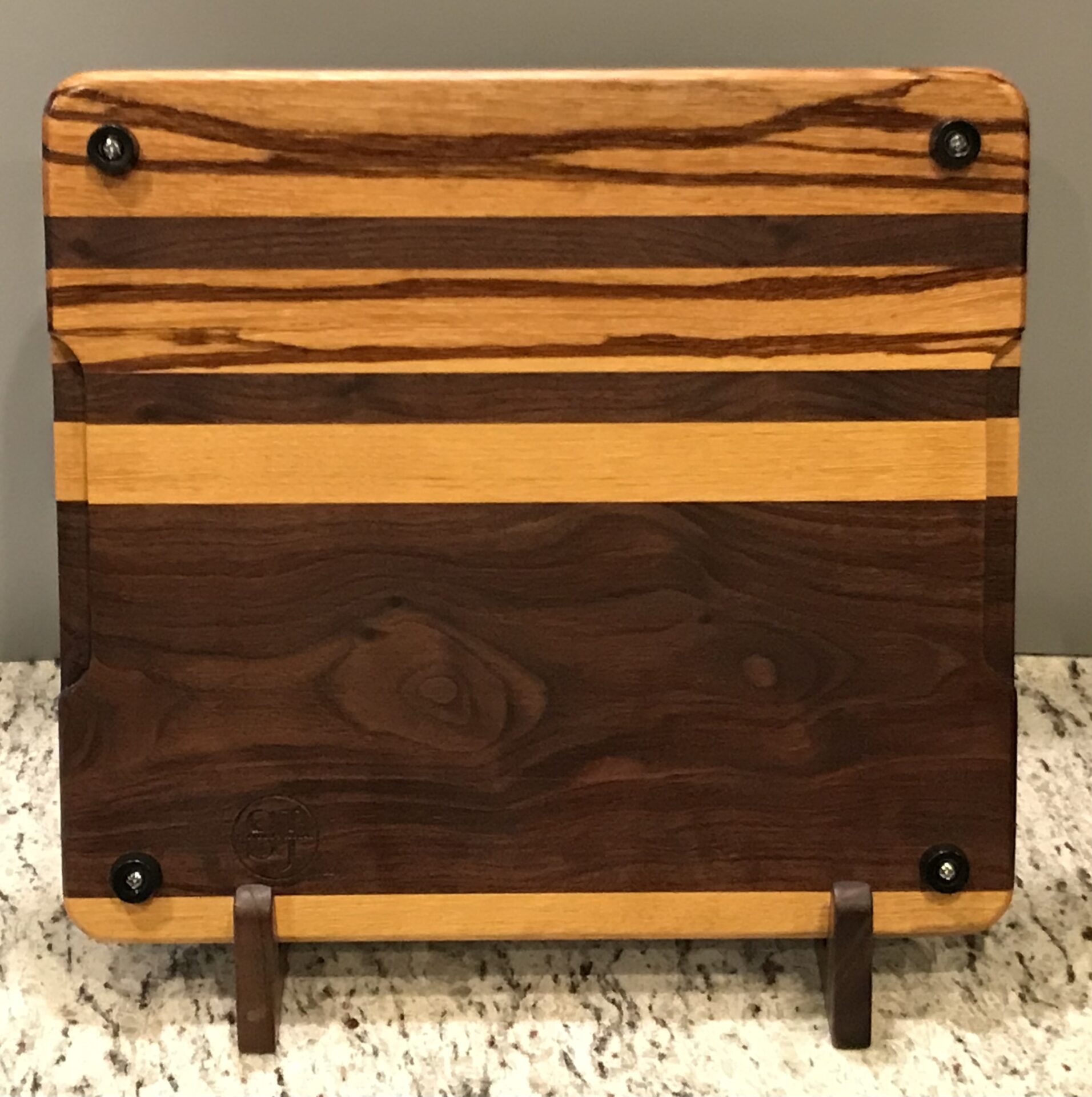 Hand-Crafted Exotic Hardwood Cutting Board - Zebrawood, Mapl