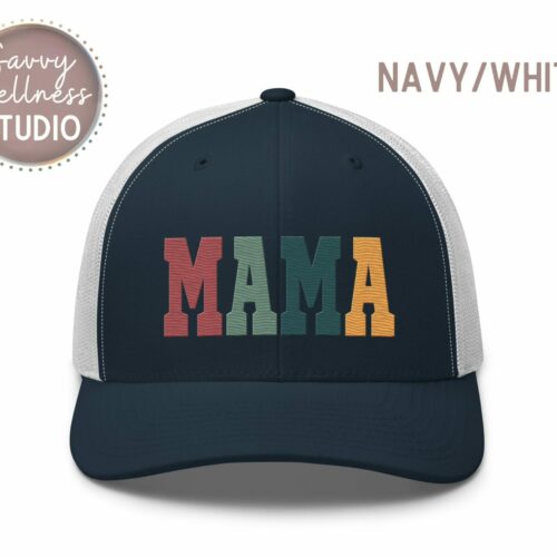 MAMA trucker hat in navy/white