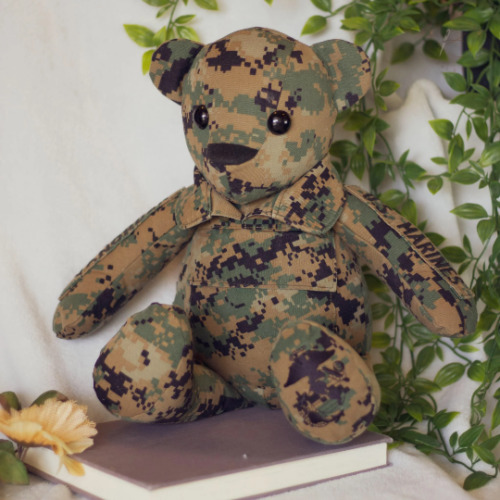 18" teddy bear made from a USMC uniform