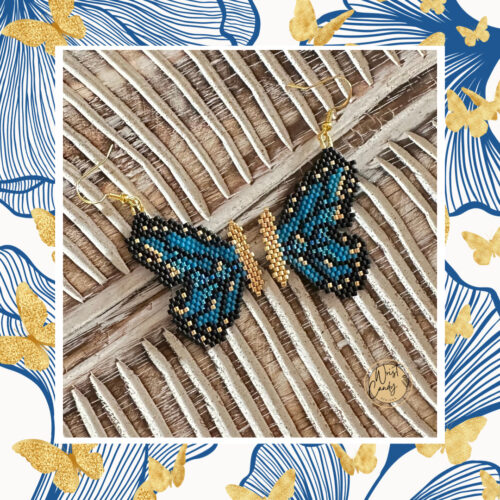 Whimsy blue butterfly beaded earrings