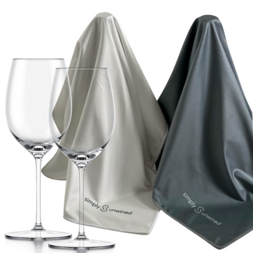 A Set of WINE Towels with Clean Wine Glasses