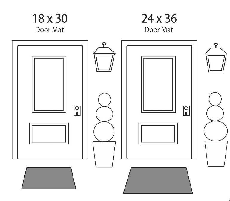image showing comparison of 18x30" doormat versus 24x36"