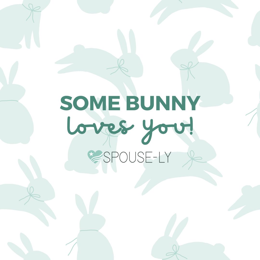 some bunny loves you easter decor with spouse-ly logo